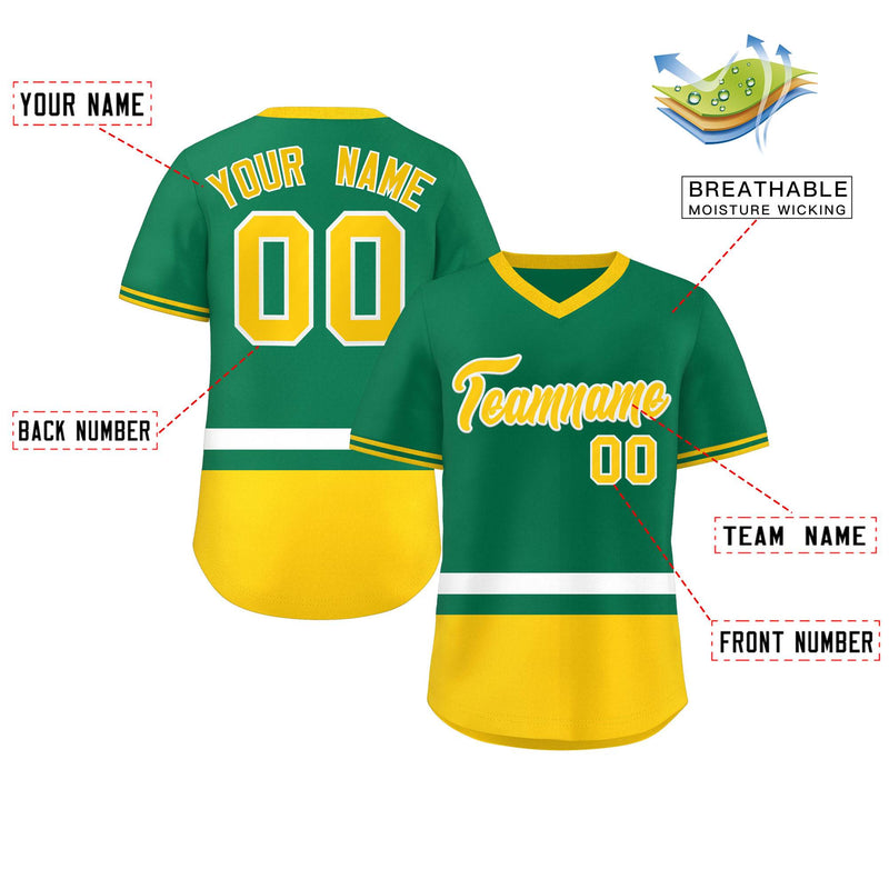 Custom Color Block Personalized Any Name Number V-Neck Short Sleeve Shirt Pullover Baseball Jersey