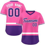 Custom Color Block Personalized Any Name Number V-Neck Short Sleeve Pullover Baseball Jersey For Men/Boy