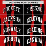 Custom Black Red Flame Pattern Authentic Pullover Baseball Jersey