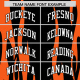 Custom Black Orange Flame Pattern Authentic Pullover Baseball Jersey