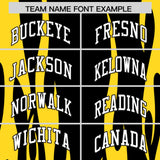 Custom Black Gold Flame Pattern Authentic Pullover Baseball Jersey