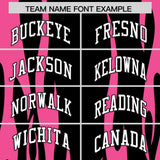 Custom Black Pink Flame Pattern Authentic Pullover Baseball Jersey