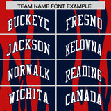 Custom Navy Red Flame Pattern Authentic Pullover Baseball Jersey