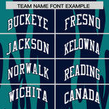 Custom Navy Aqua Flame Pattern Authentic Pullover Baseball Jersey