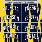 Custom Navy Gold Flame Pattern Authentic Pullover Baseball Jersey