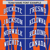 Custom Royal Orange Flame Pattern Authentic Pullover Baseball Jersey