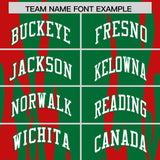 Custom Kelly Green Red Flame Pattern Authentic Pullover Baseball Jersey