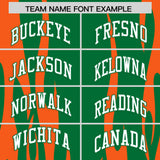 Custom Kelly Green Orange Flame Pattern Authentic Pullover Baseball Jersey