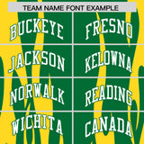 Custom Kelly Green Gold Flame Pattern Authentic Pullover Baseball Jersey