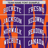 Custom Purple Orange Flame Pattern Authentic Pullover Baseball Jersey