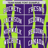 Custom Purple Neon Green Flame Pattern Authentic Pullover Baseball Jersey