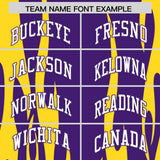 Custom Purple Gold Flame Pattern Authentic Pullover Baseball Jersey