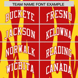 Custom Red Gold Flame Pattern Authentic Pullover Baseball Jersey