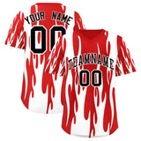 Custom Red White Flame Pattern Authentic Pullover Baseball Jersey