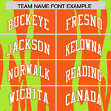 Custom Orange Neon Green Flame Pattern Authentic Pullover Baseball Jersey