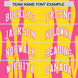 Custom Gold Pink Flame Pattern Authentic Pullover Baseball Jersey