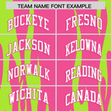 Custom Pink Neon Green Flame Pattern Authentic Pullover Baseball Jersey
