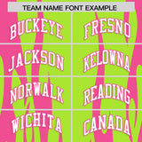 Custom Neon Green Pink Flame Pattern Authentic Pullover Baseball Jersey