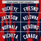 Custom Navy Red Flame Pattern Authentic Pullover Baseball Jersey