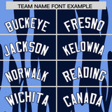 Custom Navy Light Blue Flame Pattern Authentic Pullover Baseball Jersey