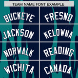 Custom Navy Aqua Flame Pattern Authentic Pullover Baseball Jersey