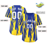 Custom Royal Gold Flame Pattern Authentic Pullover Baseball Jersey
