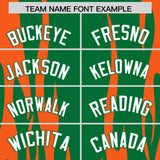 Custom Kelly Green Orange Flame Pattern Authentic Pullover Baseball Jersey