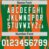 Custom Kelly Green Orange Flame Pattern Authentic Pullover Baseball Jersey