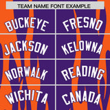 Custom Purple Orange Flame Pattern Authentic Pullover Baseball Jersey