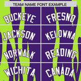 Custom Purple Neon Green Flame Pattern Authentic Pullover Baseball Jersey