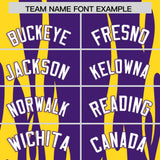 Custom Purple Gold Flame Pattern Authentic Pullover Baseball Jersey
