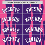 Custom Purple Pink Flame Pattern Authentic Pullover Baseball Jersey