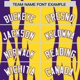 Custom Gold Purple Flame Pattern Authentic Pullover Baseball Jersey