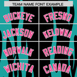 Custom Black Aqua Flame Pattern Authentic Pullover Baseball Jersey