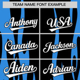 Custom Black Powder Blue Flame Pattern Authentic Pullover Baseball Jersey