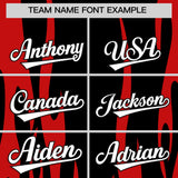 Custom Black Red Flame Pattern Authentic Pullover Baseball Jersey