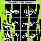 Custom Black Neon Green Flame Pattern Authentic Pullover Baseball Jersey