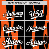 Custom Black Orange Flame Pattern Authentic Pullover Baseball Jersey