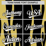 Custom Black Old Gold Flame Pattern Authentic Pullover Baseball Jersey