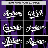 Custom Black Purple Flame Pattern Authentic Pullover Baseball Jersey