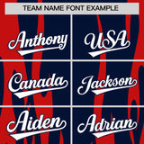 Custom Navy Red Flame Pattern Authentic Pullover Baseball Jersey