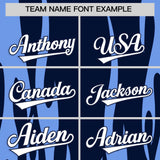 Custom Navy Light Blue Flame Pattern Authentic Pullover Baseball Jersey