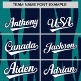 Custom Navy Aqua Flame Pattern Authentic Pullover Baseball Jersey