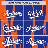 Custom Royal Orange Flame Pattern Authentic Pullover Baseball Jersey