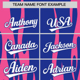 Custom Royal Pink Flame Pattern Authentic Pullover Baseball Jersey