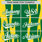 Custom Kelly Green Gold Flame Pattern Authentic Pullover Baseball Jersey