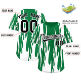 Custom Kelly Green White Flame Pattern Authentic Pullover Baseball Jersey