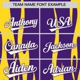 Custom Purple Gold Flame Pattern Authentic Pullover Baseball Jersey