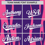 Custom Purple Pink Flame Pattern Authentic Pullover Baseball Jersey