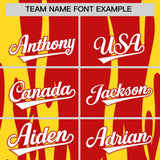 Custom Red Gold Flame Pattern Authentic Pullover Baseball Jersey